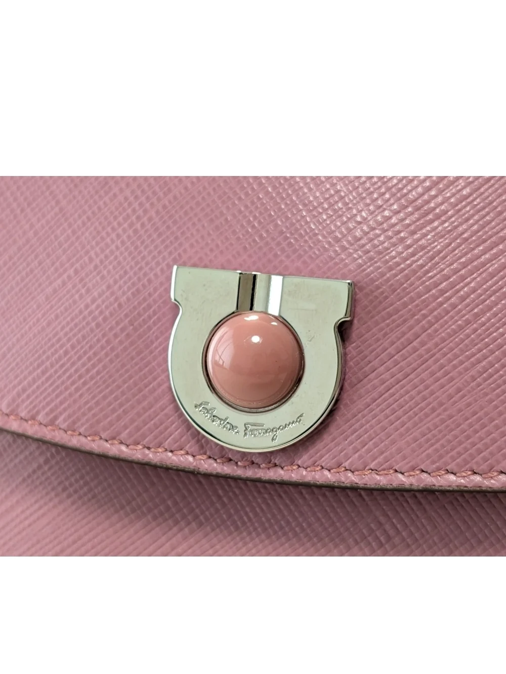 Salvatore Ferragamo Pink Suede & Leather Mini Shoulder Bag With Chain Link Strap - Picture 8 of 16